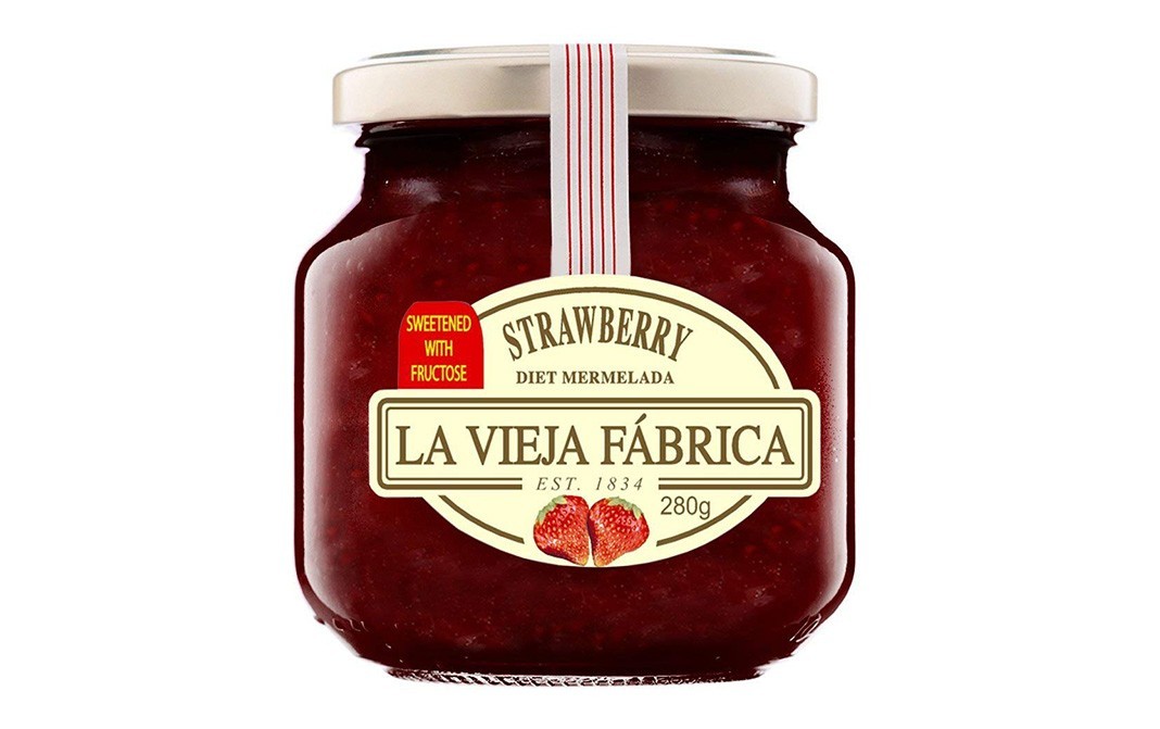 La Vieja Fabrica Strawberry Diet Mermelada (Jam)   Glass Jar  280 grams